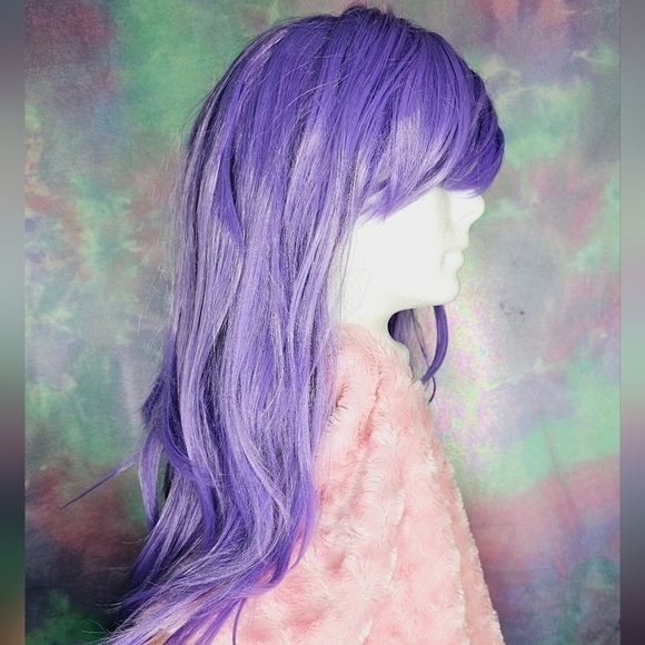 Purple Synthetic Wig w/ Bangs - Picture 5 of 8